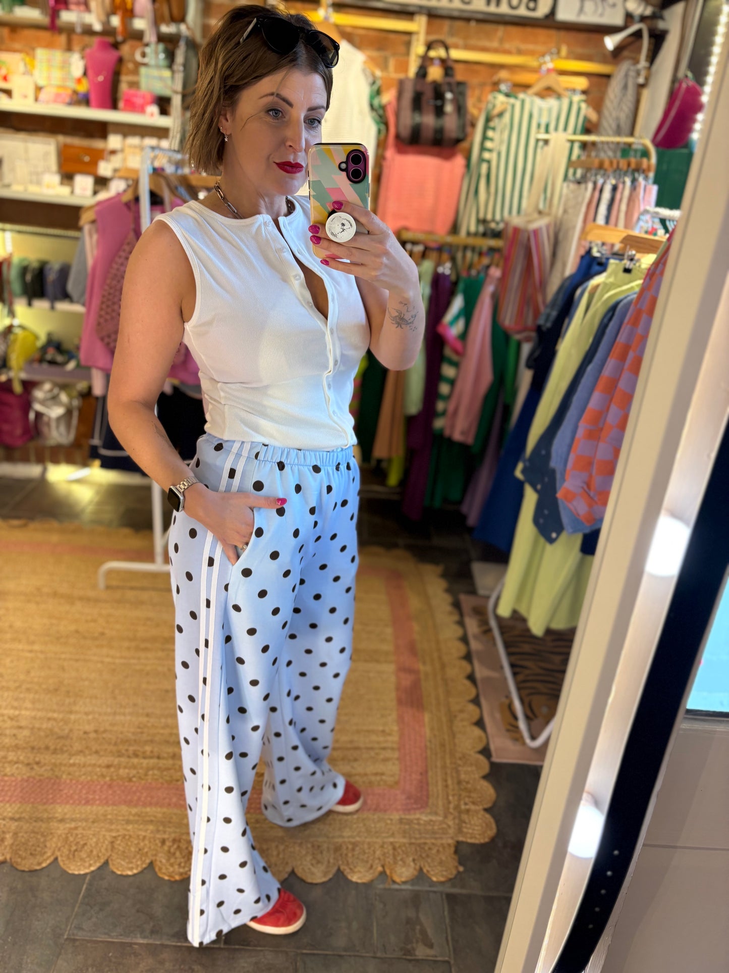 Polka Dot Stripe Track Pants
