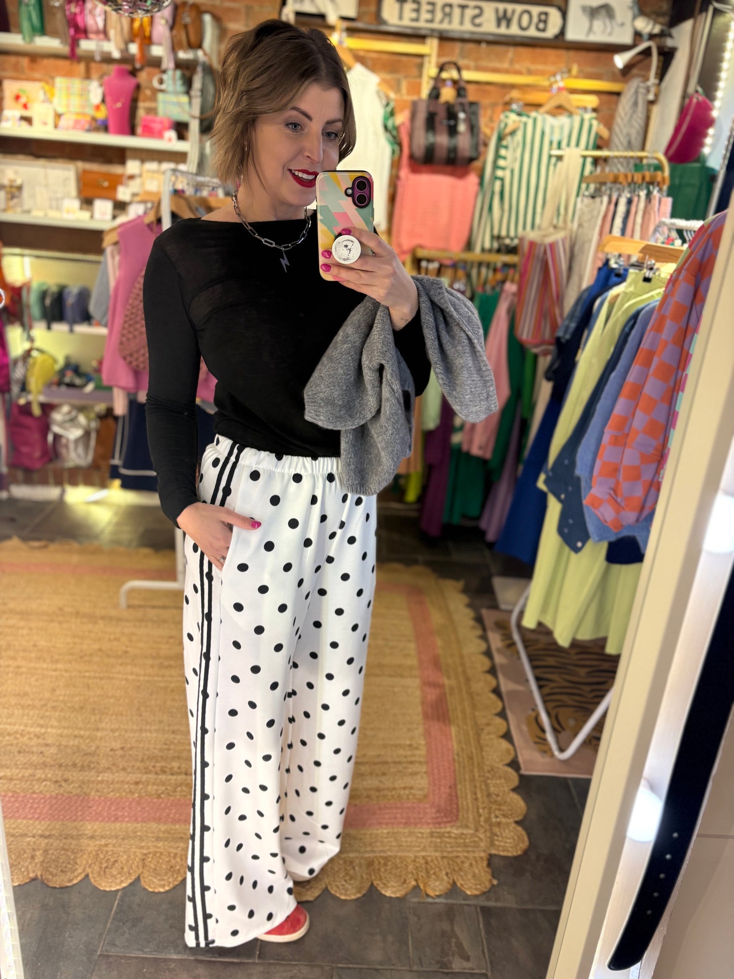 Polka Dot Stripe Track Pants