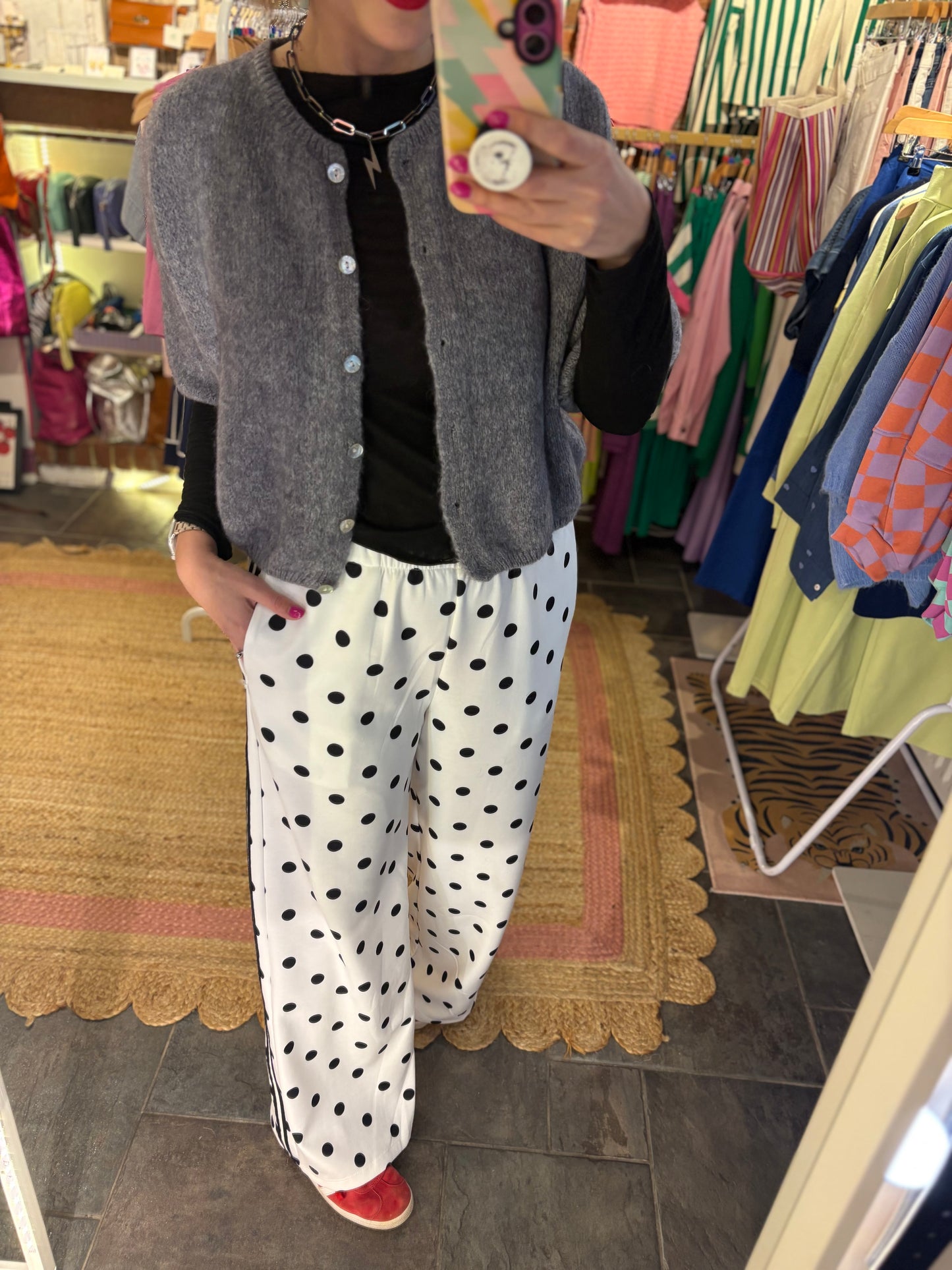 Polka Dot Stripe Track Pants