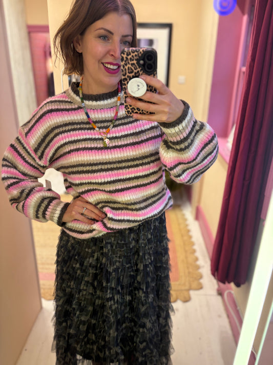Striped Knit Jumper Pinks