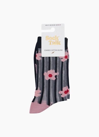 Stripe & Daisy Sheer Socks