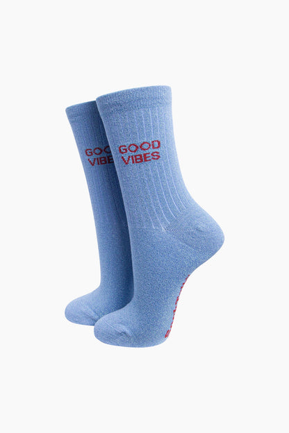 Good Vibes Glitter Socks