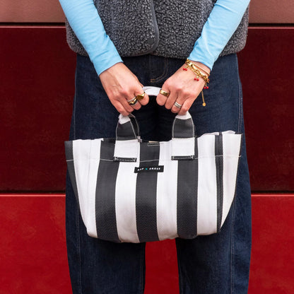Micro Shopper Bag - Black & Ecru