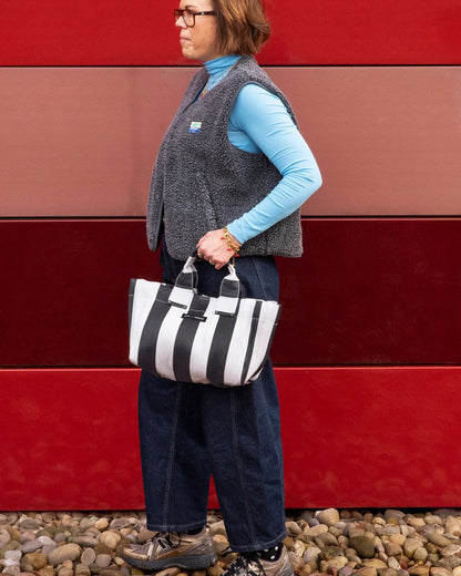 Micro Shopper Bag - Black & Ecru