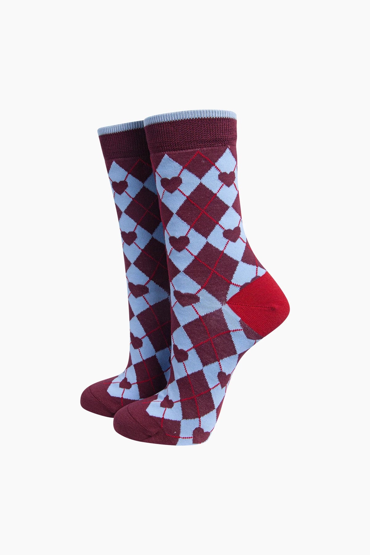 Heart Argyle Bamboo Socks