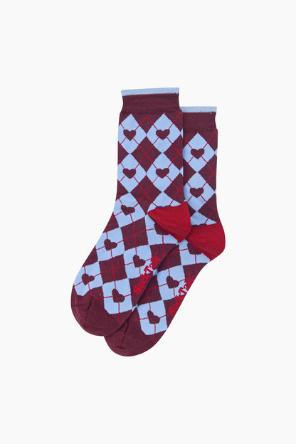 Heart Argyle Bamboo Socks