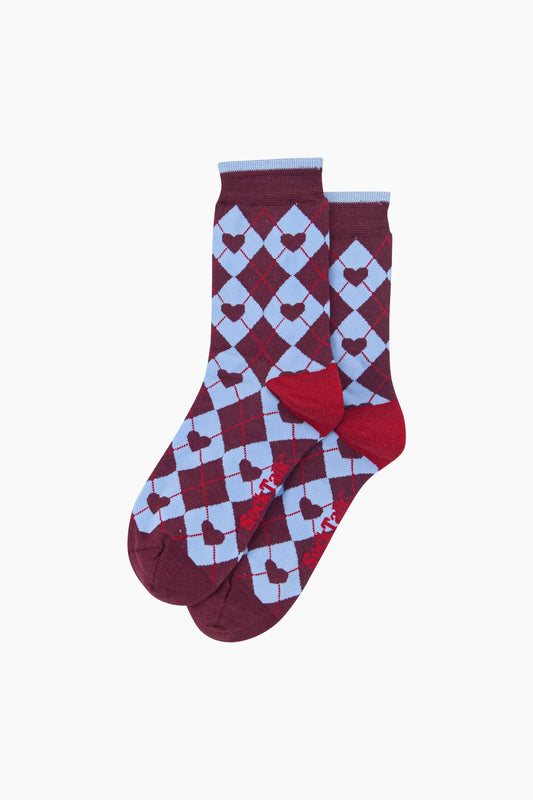 Heart Argyle Bamboo Socks