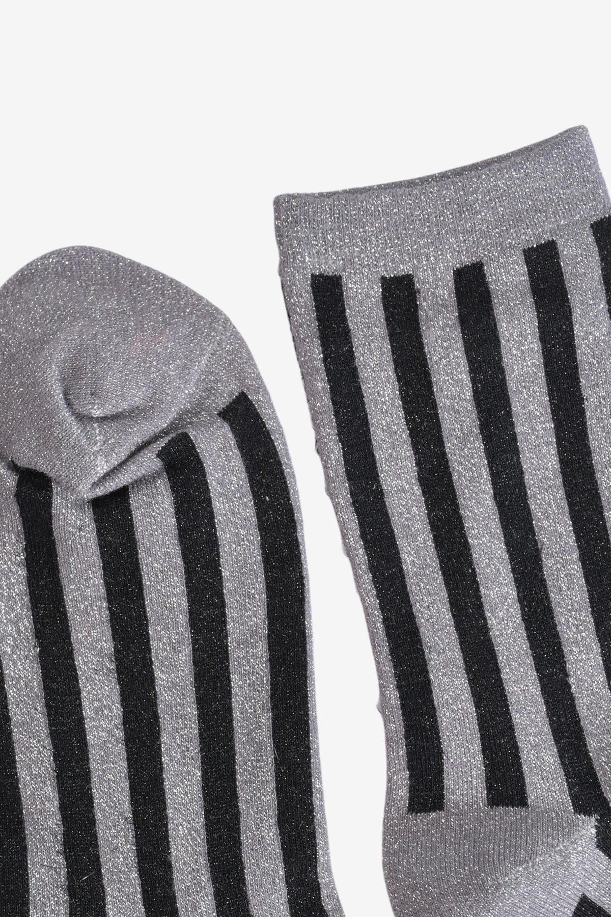 Black & Grey Striped Glitter Socks