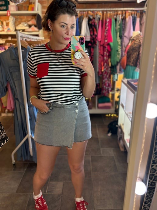 Charcoal Denim Skort