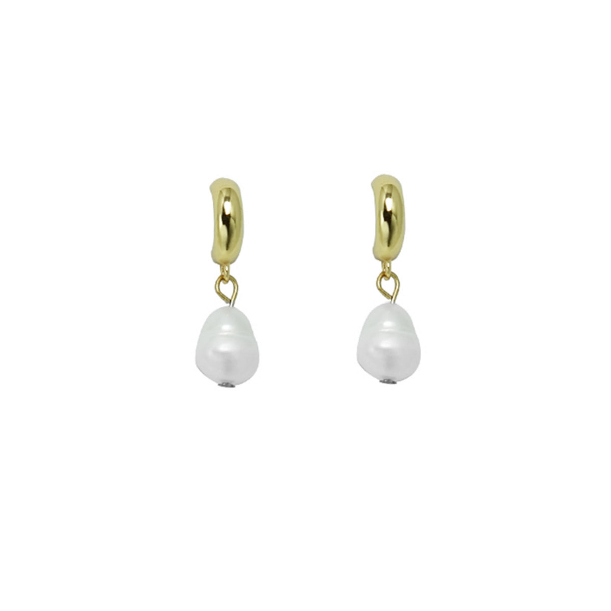 Pearl Gold Huggie Earrings