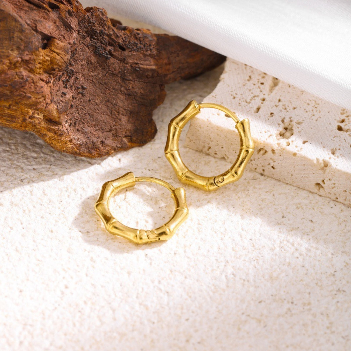 Bamboo Huggie Earrings