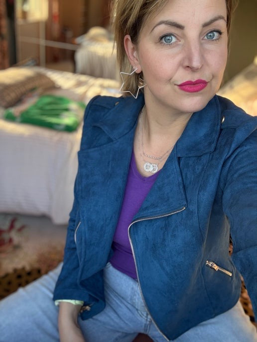 Faux Suede Cropped Biker Jacket