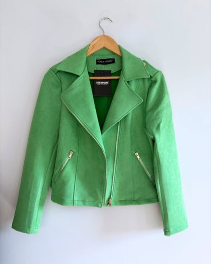 Faux Suede Cropped Biker Jacket
