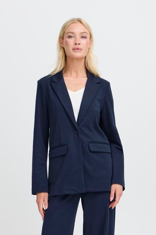 Midnight Navy Long Tailored Blazer