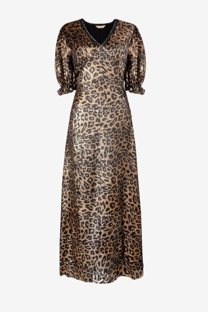 Leopard Print Silky Tea Dress
