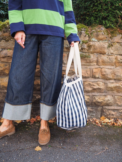 Large Striped Shopper Bag Black & White