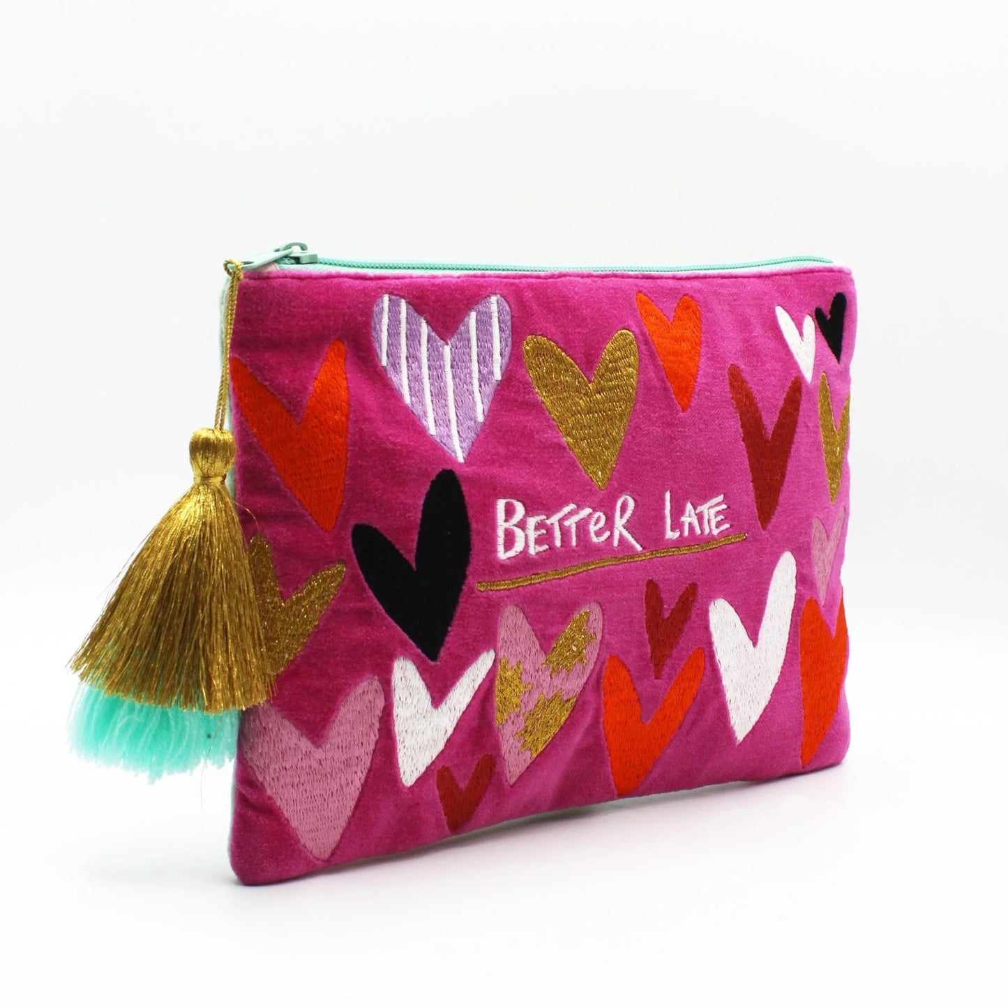 Better Late Than Ugly Embroidered Zip Pouch