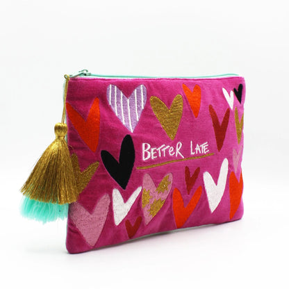 Better Late Than Ugly Embroidered Zip Pouch