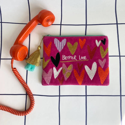 Better Late Than Ugly Embroidered Zip Pouch