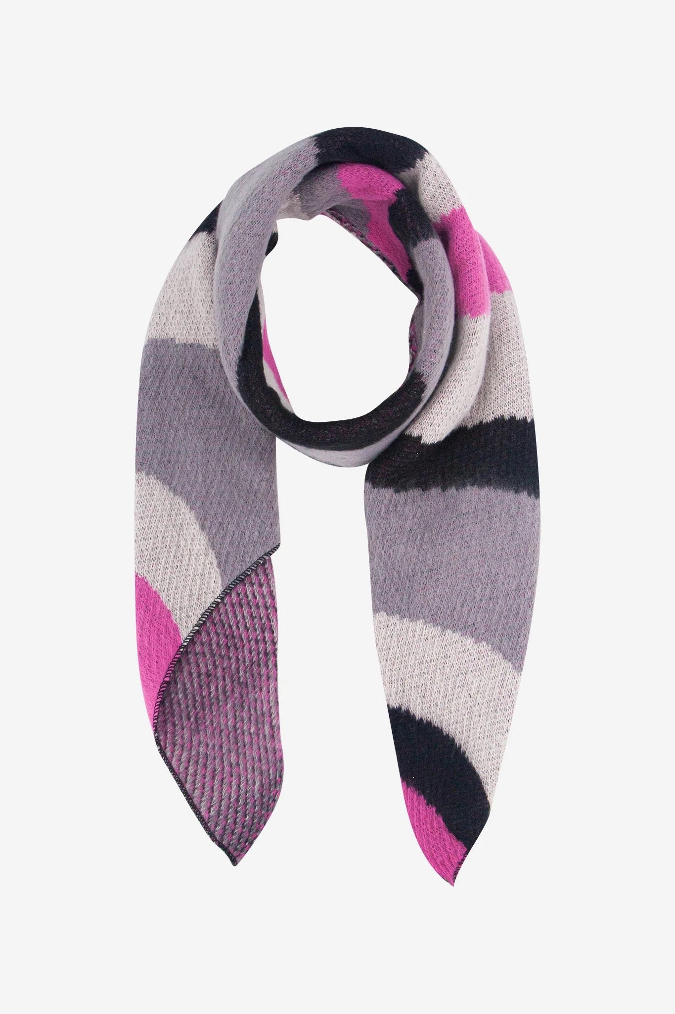 Grey Pink & Black Colourblock Scarf