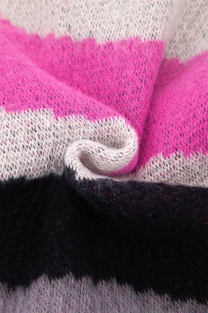 Grey Pink & Black Colourblock Scarf
