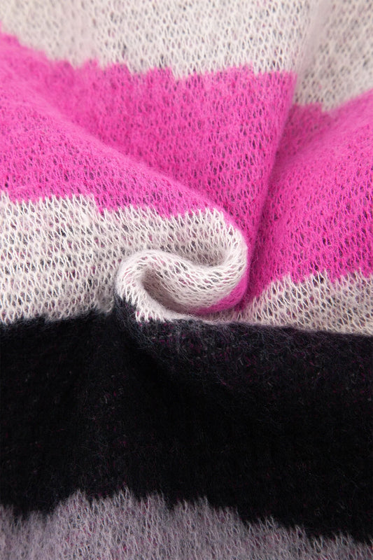 Grey Pink & Black Colourblock Scarf