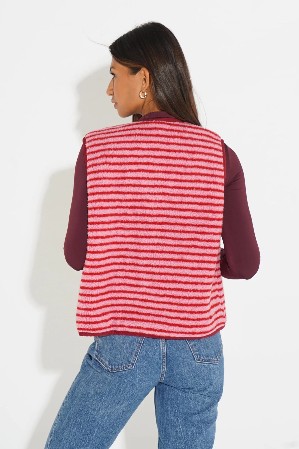 Striped Reversible Teddy Fleece Gilet