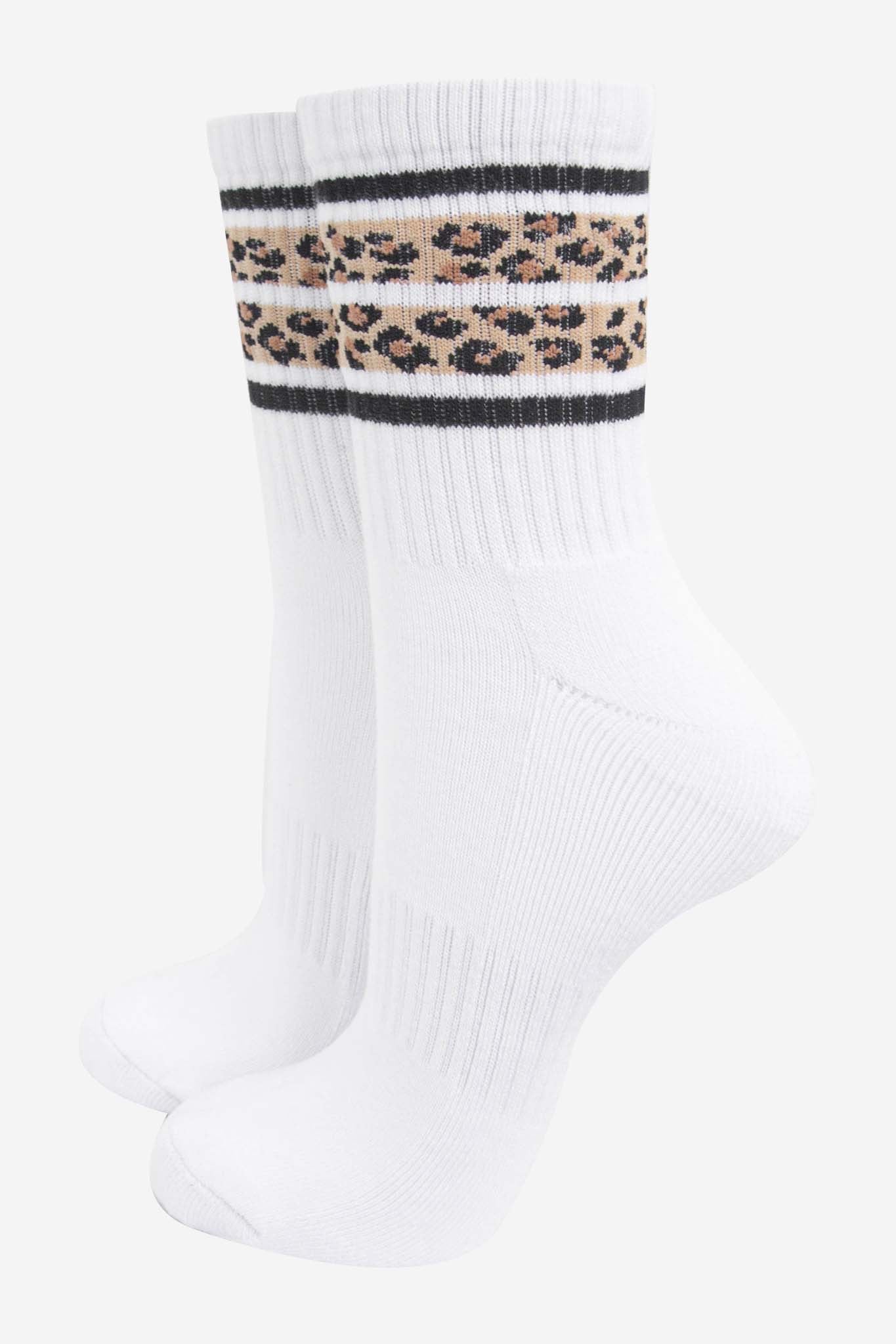 White Leopard Sporty Socks