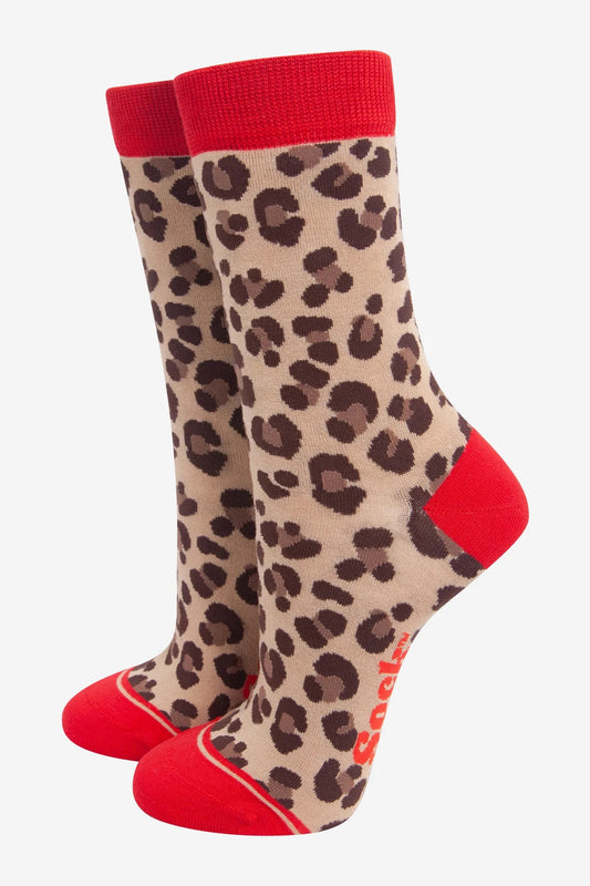 Beige Leopard Bamboo Socks