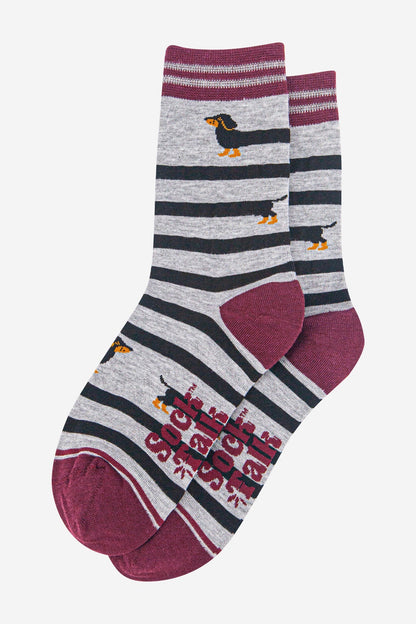 Sausage Dog Grey Bamboo Socks