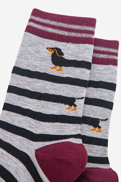 Sausage Dog Grey Bamboo Socks