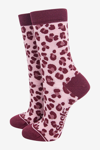 Berry Leopard Bamboo Socks