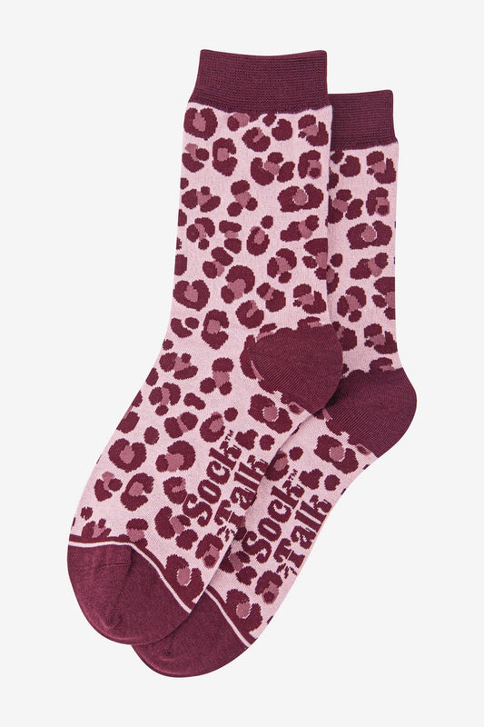 Berry Leopard Bamboo Socks