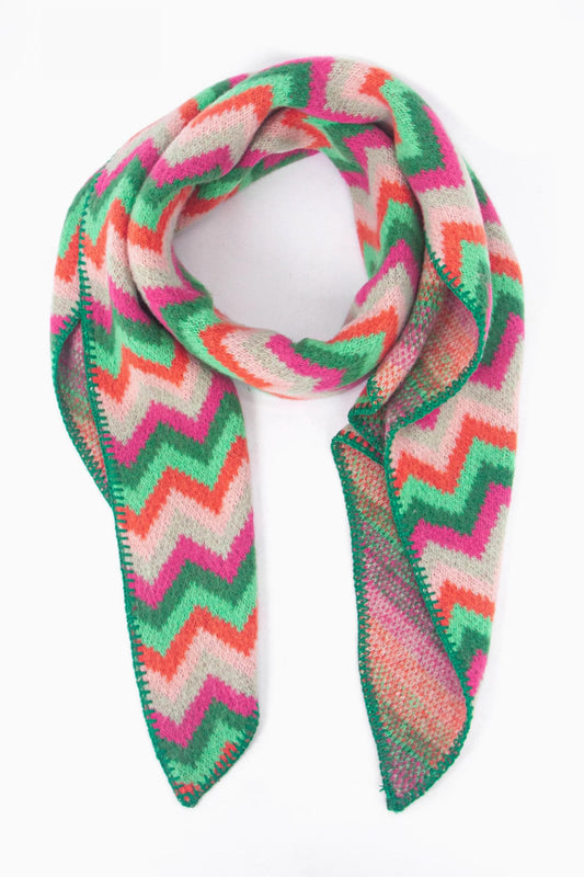 Green & Pink Zig Zag Scarf