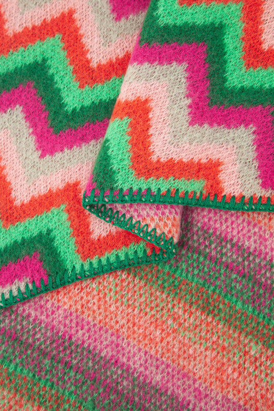 Green & Pink Zig Zag Scarf