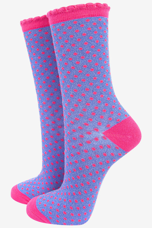 Glitter Socks - Spotty Blue/Pink