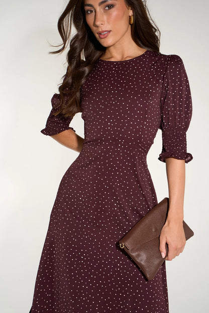 Deep Berry Polka Dot Tea Dress