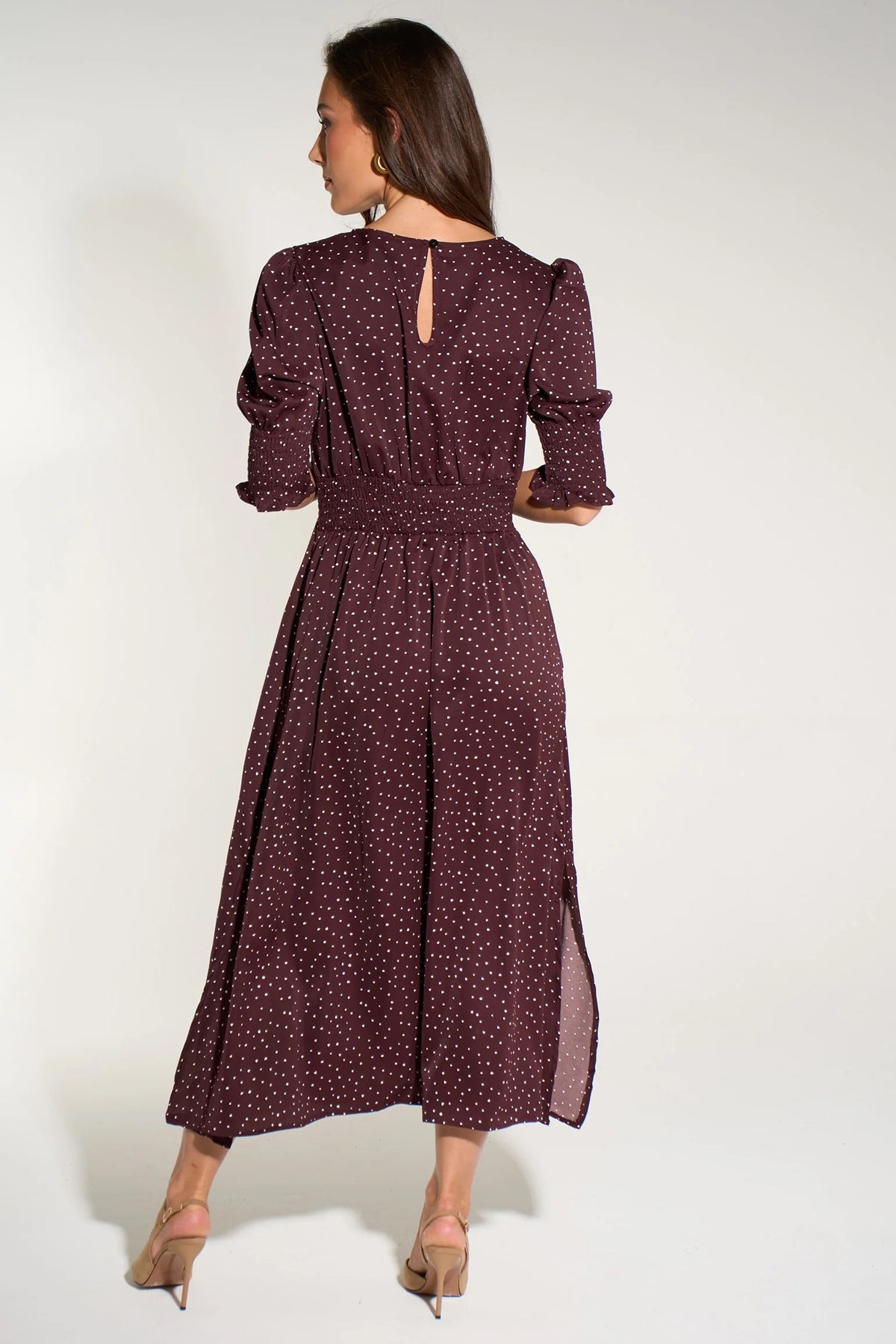 Deep Berry Polka Dot Tea Dress