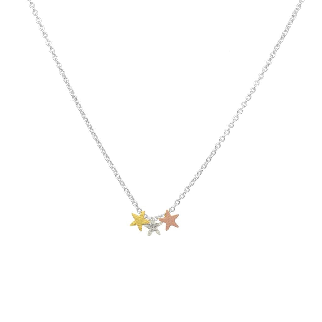 Mini Stars Trio Necklace | Silver