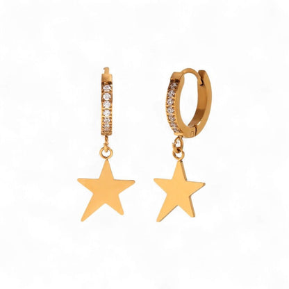 Star Drop Crystal Huggie Earrings