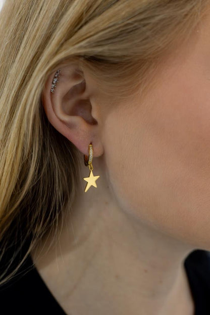 Star Drop Crystal Huggie Earrings