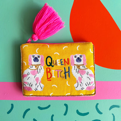 Queen Bitch Velvet Purse Pouch