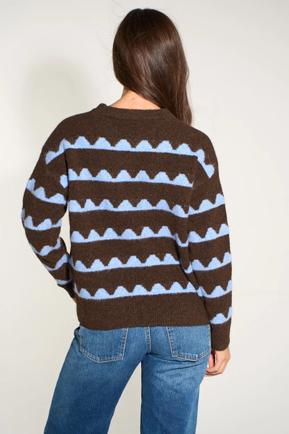 Wave Knit Jumper Brown & Blue
