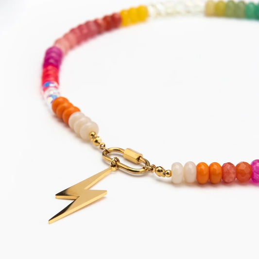 Rainbow Candy Necklace Lightening Bolt
