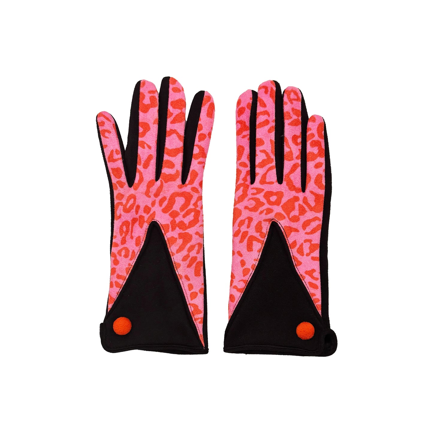 Pink & Black Leopard Print Gloves