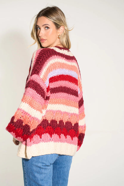 Hand Knit Chunky Ombre Cardigan