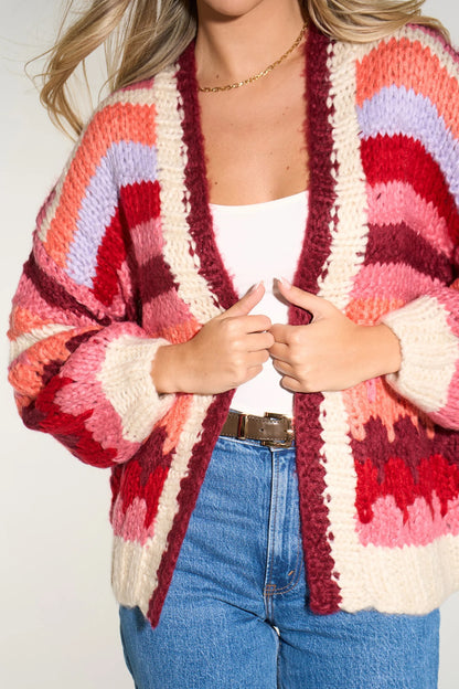Hand Knit Chunky Ombre Cardigan