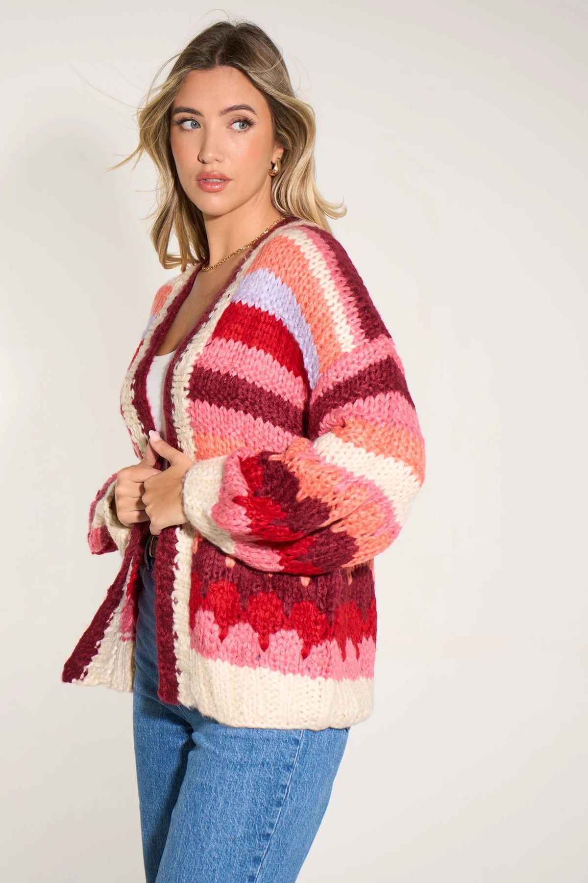 Hand Knit Chunky Ombre Cardigan
