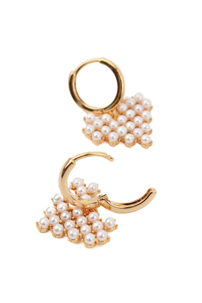 Pearl Heart Huggie Hoops