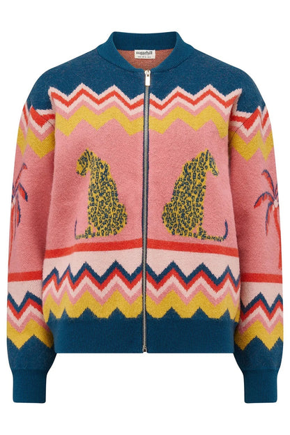 Leopard & Palm Trees Knitted Bomber